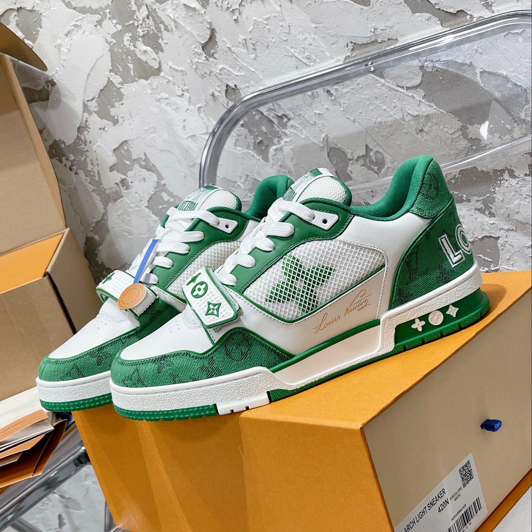 Réplica LV Zapatillas Green Monogram Denim - Image 6