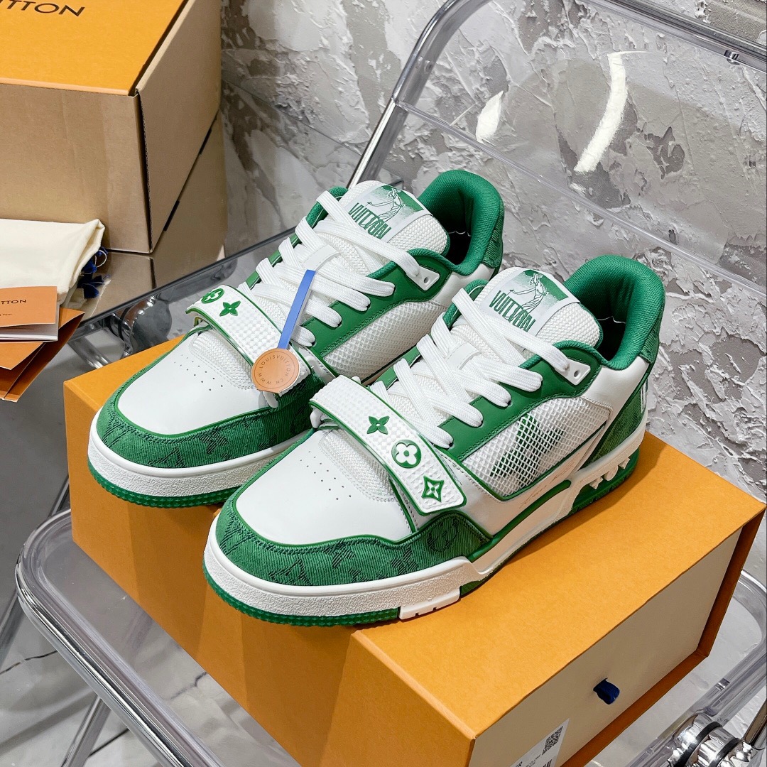 Réplica LV Zapatillas Green Monogram Denim - Image 5